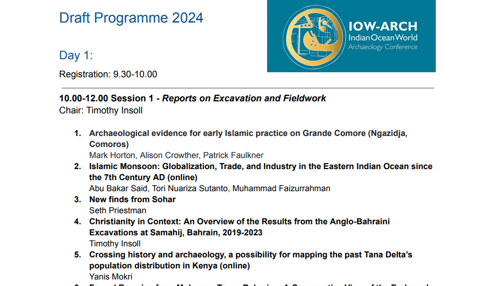 Perdagangan Maritim Global Samudra Hindia Abad 7-10 M: Diskusi dan Presentasi di Indian Ocean World Archaeology Conference 2024